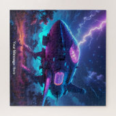 Kosmisches Raumschiff mit lebhafter Neonfarbe Puzzle (Horizontal)
