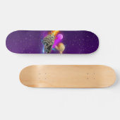 Kosmisches Raumschiff & Planeten Lila Retro-Univer Skateboard (Horizontal)
