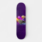Kosmisches Raumschiff & Planeten Lila Retro-Univer Skateboard (Vorne)
