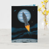 Kosmisches Raumschiff Szene Vatertag Karte (Gelbe Blume)