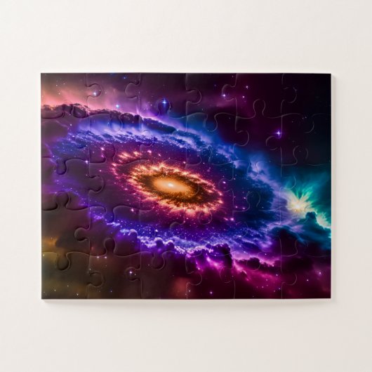 Kosmisches Rosa und Lila Fun Galaxie im Weltraum Puzzle (Horizontal)