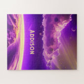 Kosmisches Rosa und Lila Phantastisches Magisches Puzzle (Horizontal)