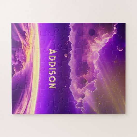 Kosmisches Rosa und Lila Phantastisches Magisches  Puzzle (Horizontal)