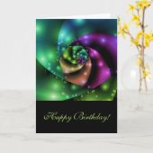 Kosmisches Rosen-Fraktal - Geburtstags-Karte Karte (Gelbe Blume)