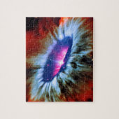 Kosmisches Rot-Blau-Rosa-Explosion im Kosmos Puzzle (Vertikal)