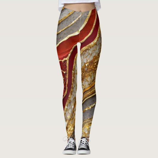 Kosmisches Rotes Universum für Weltraumliebhaber Leggings (Vorderseite)
