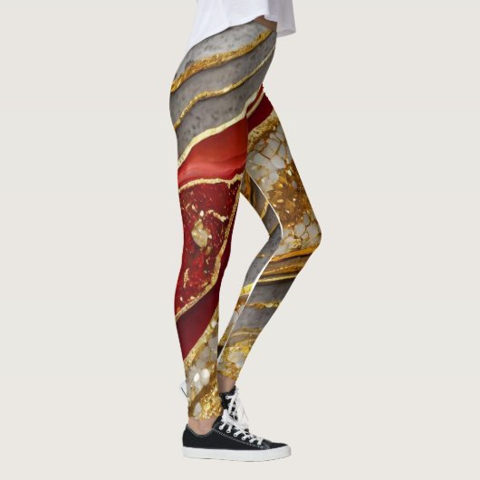 Kosmisches Rotes Universum für Weltraumliebhaber Leggings (Rechts)