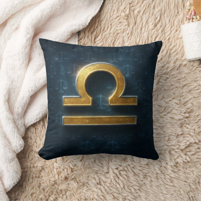Kosmisches Schimmern Gold Libra Zodiac-Symbol Kissen (Decke)