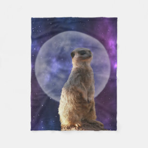 Kosmisches Sentinel: Meerkat unter dem Vollmond Fleecedecke
