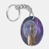 Kosmisches Sentinel: Meerkat unter dem Vollmond Schlüsselanhänger (Vorderseite links)