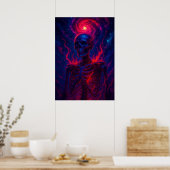 Kosmisches Skelett mit Fiery Energy Galaxy Fantasy Poster (Küche)