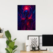 Kosmisches Skelett mit Fiery Energy Galaxy Fantasy Poster (Heimbüro)