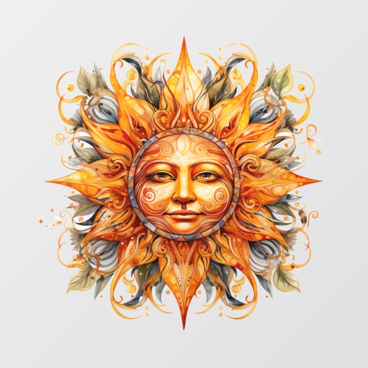 Kosmisches Sonnengesicht Fensteraufkleber (Blatt)