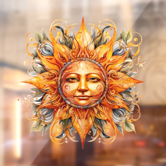 Kosmisches Sonnengesicht Fensteraufkleber (Blatt 2)