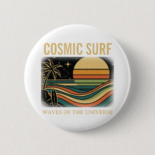 Kosmisches Surf Retro Wave • Vintage Sonnenunterga Button