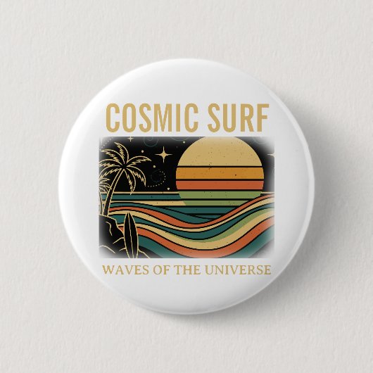 Kosmisches Surf Retro Wave • Vintage Sonnenunterga Button (Vorderseite)