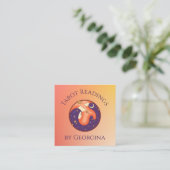 Kosmisches Tarot Lesungen Mystical Witchy Orange O Quadratische Visitenkarte (Stehend Vorderseite)