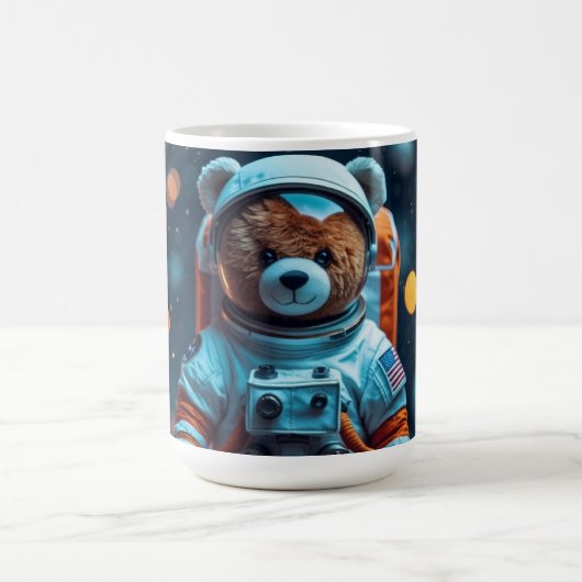 Kosmisches Teddybär-Astronaut Kaffeetasse (Mittel)
