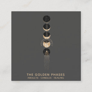 *~* Kosmisches Universum Gold Moon Phasing Glitzer Quadratische Visitenkarte