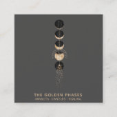 *~* Kosmisches Universum Gold Moon Phasing Glitzer Quadratische Visitenkarte (Vorderseite)