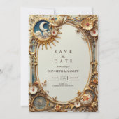 Kosmisches Vintage-Sternbild-Hochzeit Save The Date (Vorderseite)