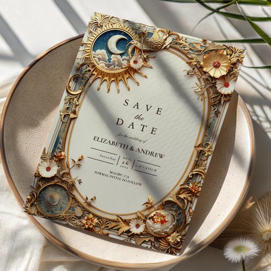 Kosmisches Vintage-Sternbild-Hochzeit Save The Date