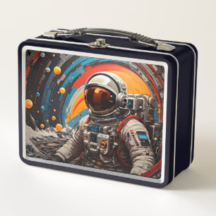 Kosmisches Voyager-Retro-Astronauten-Metall-Lunchb Metall Brotdose