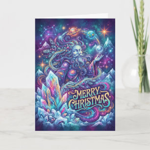 Kosmisches Winter-Wizard-Weihnachten Karte