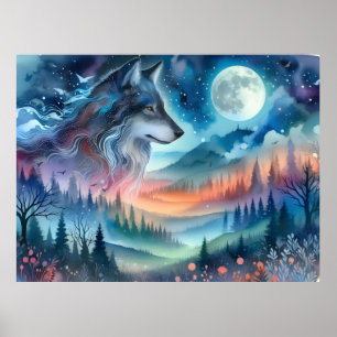 Kosmisches Wolf-Poster-Spirit-Kollektion Poster