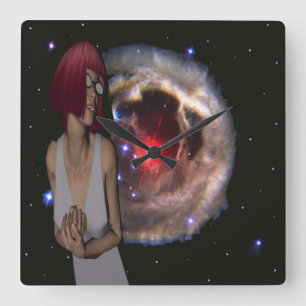 kosmisches Wunder Quadratische Wanduhr