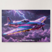 Kosmisches WW2 Spitfire mit lebhafter Neonfarbe Puzzle (Horizontal)