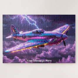 Kosmisches WW2 Spitfire mit lebhafter Neonfarbe Puzzle