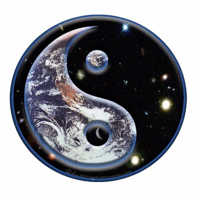 Kosmisches Yin Yang Freistehende Fotoskulptur (Vorne)