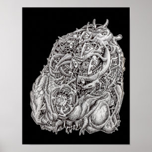 Kosmographischer Kopf, von Brian Benson, schwarz Poster