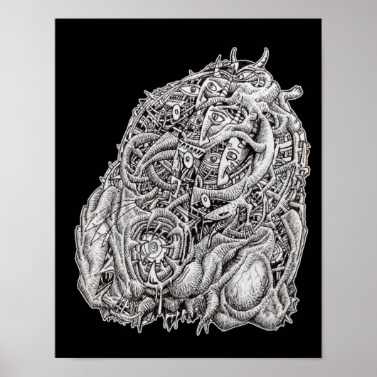 Kosmographischer Kopf, von Brian Benson, schwarz Poster (Vorne)