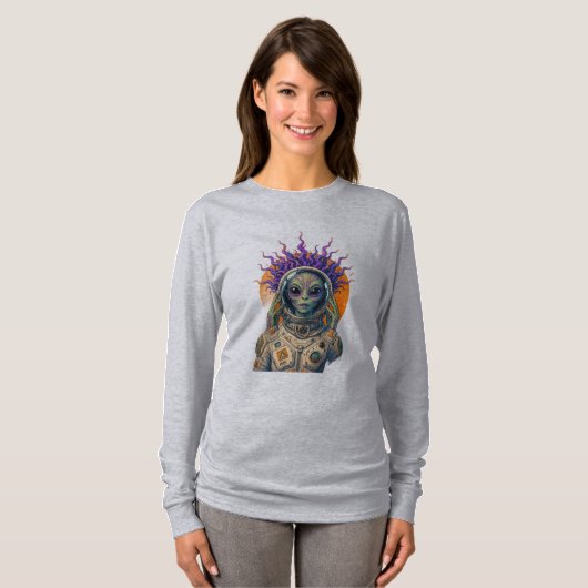 Kosmonaut Alien Langarmshirt T-Shirt (Vorne ganz)