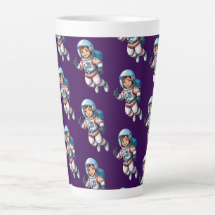 Kosmonaut schwebt im Weltraum Milchtasse
