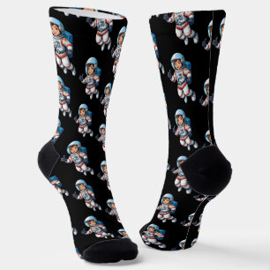 Kosmonaut schwebt im Weltraum Socken