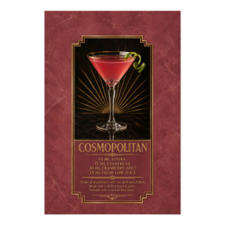 Kosmopolitisches Rezeptposter | Bar-Kunst Poster