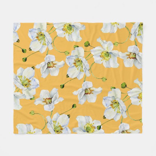 Kosmos, Aquarell, nahtlos, Blumenmuster. Fleecedecke (Vorderseite (Horizontal))