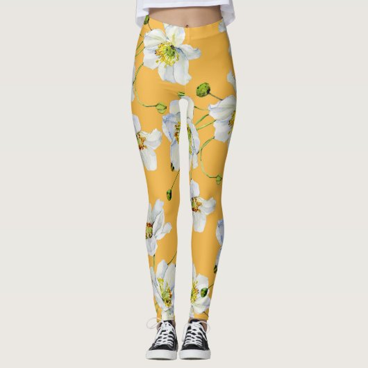 Kosmos, Aquarell, nahtlos, Blumenmuster. Leggings (Vorderseite)
