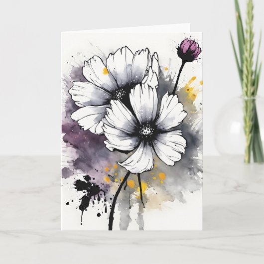Kosmos - Aquarellblumen Karte (Vorderseite)