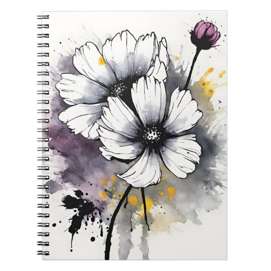 Kosmos - Aquarellblumen Notizblock (Vorderseite)