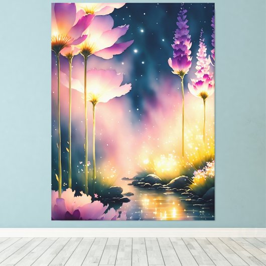 Kosmos blüht Kunstwerk Leinwanddruck (Insitu (Holzboden))