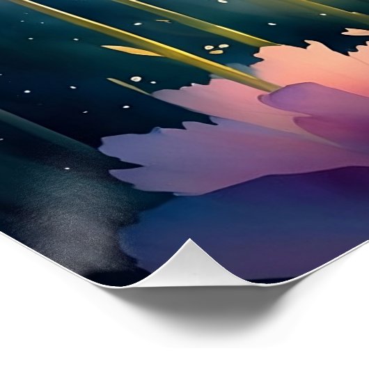 Kosmos blüht Kunstwerk Poster (Ecke)