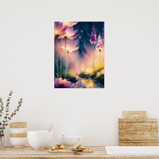 Kosmos blüht Kunstwerk Poster (Küche)