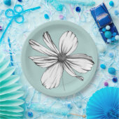 Kosmos-Blume auf Aquamariner Papierplatte Pappteller (Party)