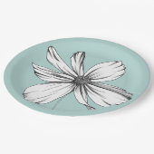 Kosmos-Blume auf Aquamariner Papierplatte Pappteller (Schrägansicht)