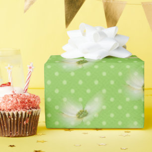 Kosmos-Blume auf Polka-Punkten Geschenkpapier