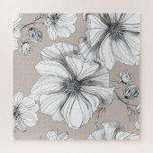 Kosmos Blume: Botanisches Zeichnend Muster. Puzzle (Horizontal)